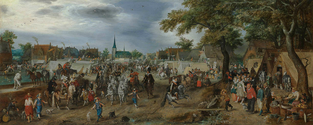 Prinsen Maurits en Frederik Hendrik op de paardenmarkt van Valkenburg