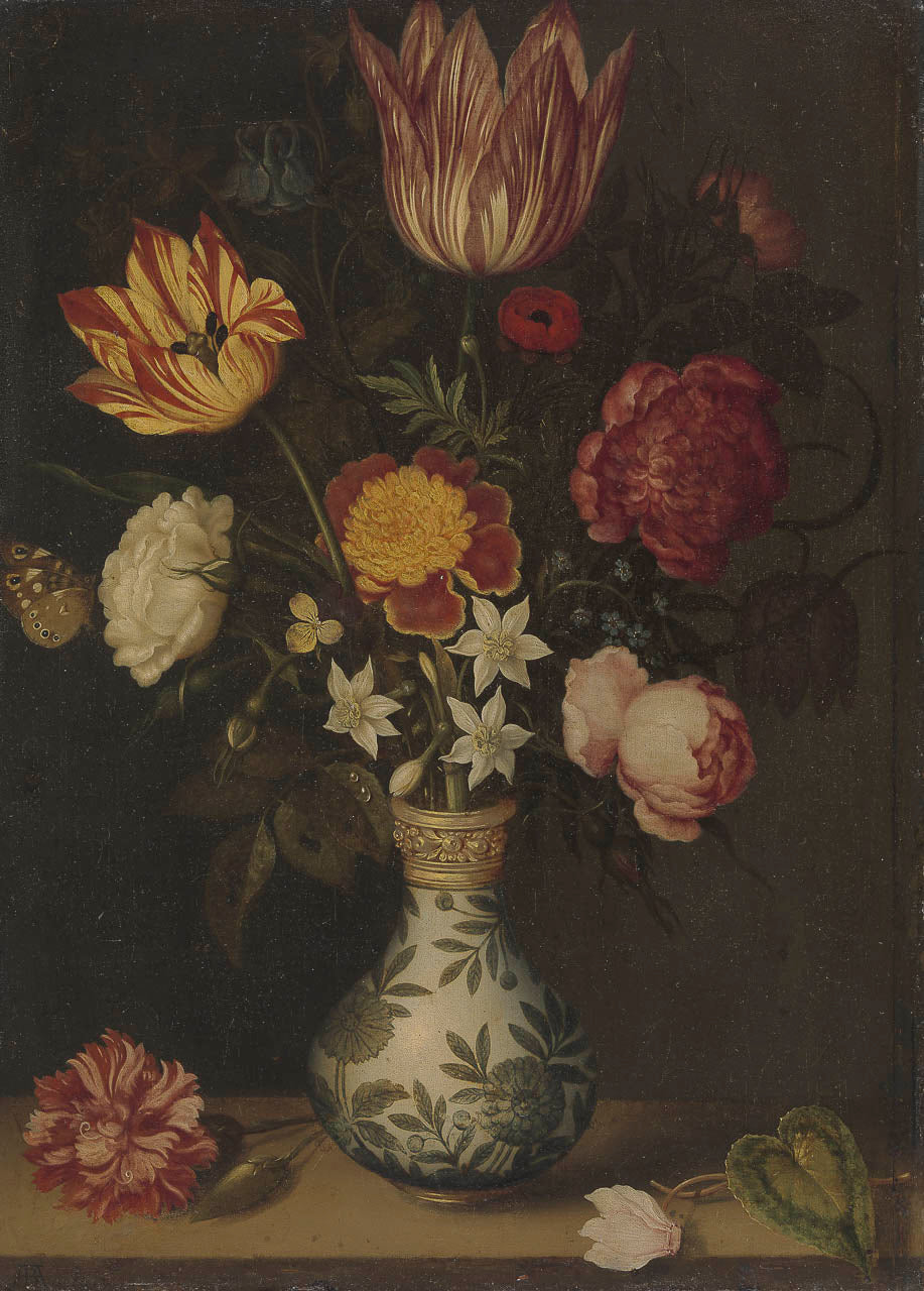 Stilleven met bloemen in een Wan-Li vaas